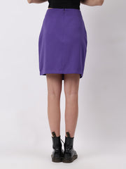 Solid Three Button Skirt