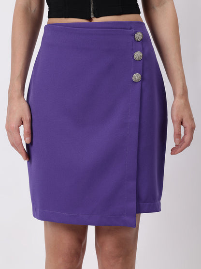 Gaiia Solid Three Button Skirt