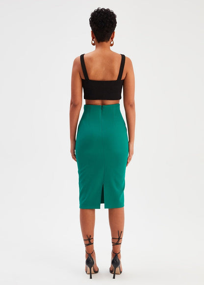 Gaiia Knee Length Solid Color Skirt