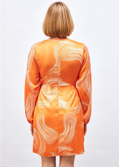 Gaiia Satin Printed Wrap Around Dress