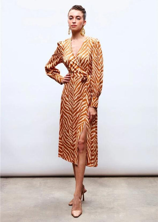 Gaiia Zebra Print Satin Dress