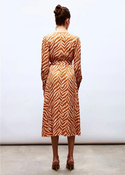 Gaiia Zebra Print Satin Dress