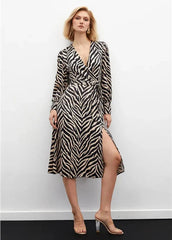 Gaiia Zebra Print Satin Dress