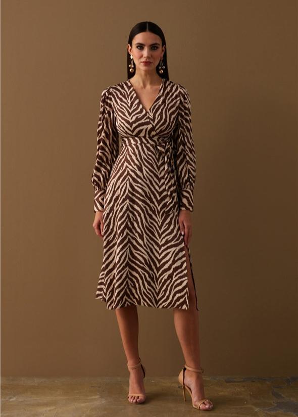 Zebra Print Satin Dress