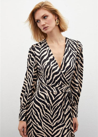 Gaiia Zebra Print Satin Dress