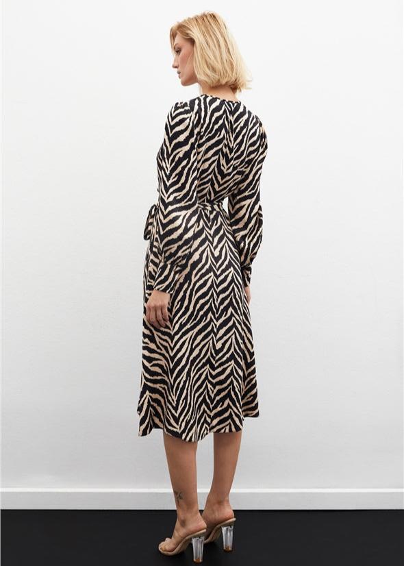 Gaiia Zebra Print Satin Dress