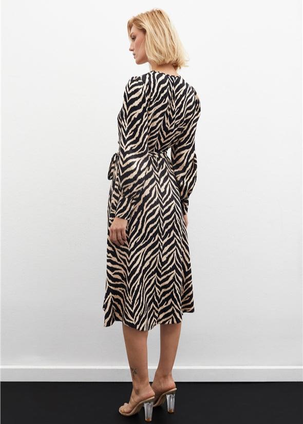 Zebra Print Satin Dress