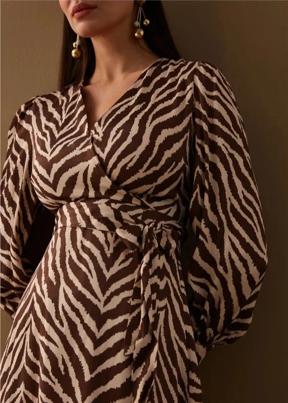 Zebra Print Satin Dress