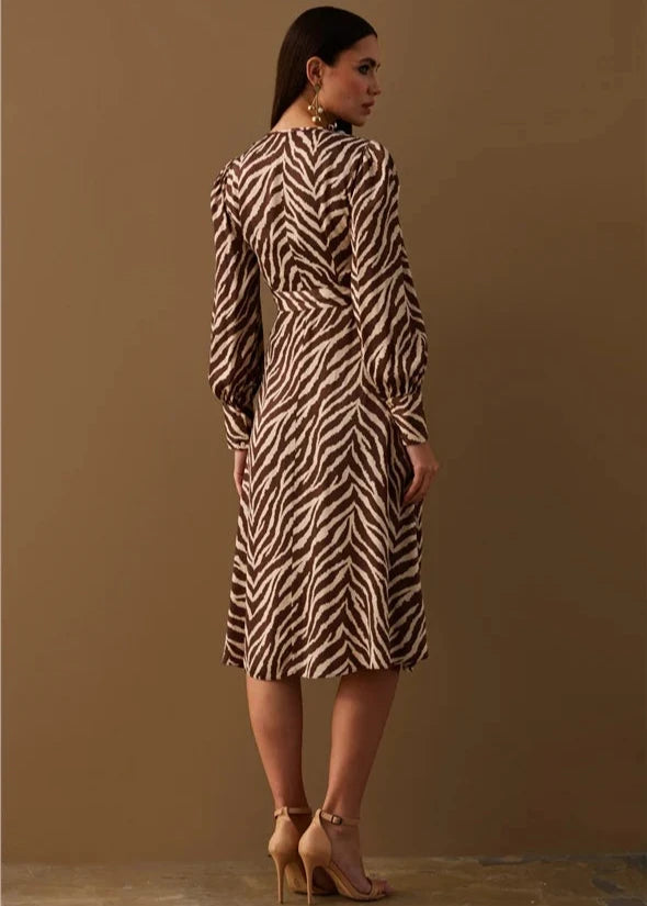 Zebra Print Satin Dress