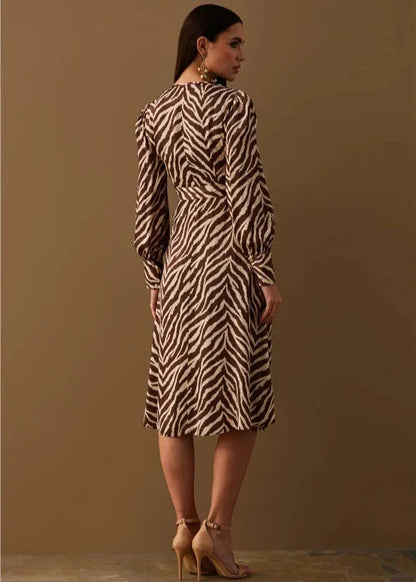 Gaiia Zebra Print Satin Dress