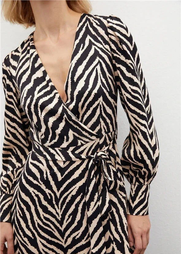 Gaiia Zebra Print Satin Dress