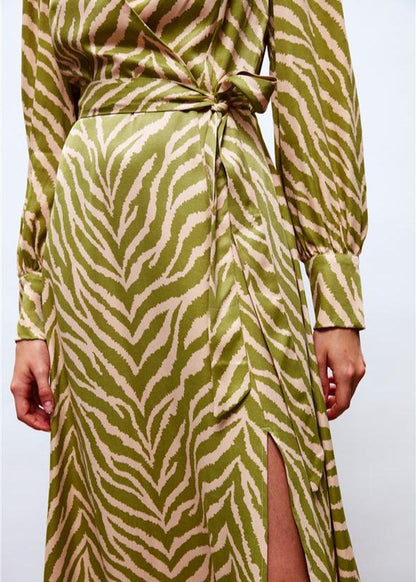 Gaiia Zebra Print Satin Dress
