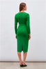 Green Solid Color Midi Dress