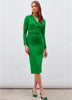 Green Solid Color Midi Dress