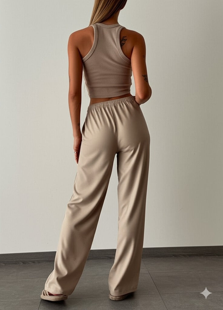 Gaiia Women Elasticated Wide Leg Pants