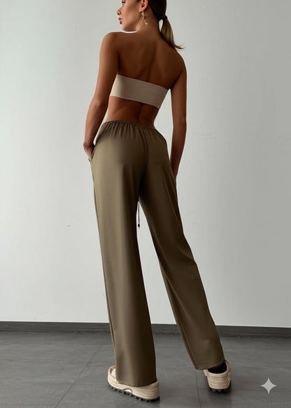 Gaiia Women Elasticated Wide Leg Pants