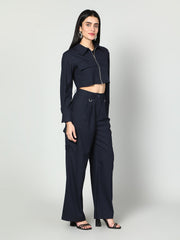 Gaiia Cropped Zipper Jacket With Cargo Pants