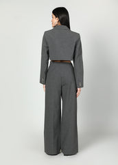 Cropped Blazer And Wide Leg Trousers Set