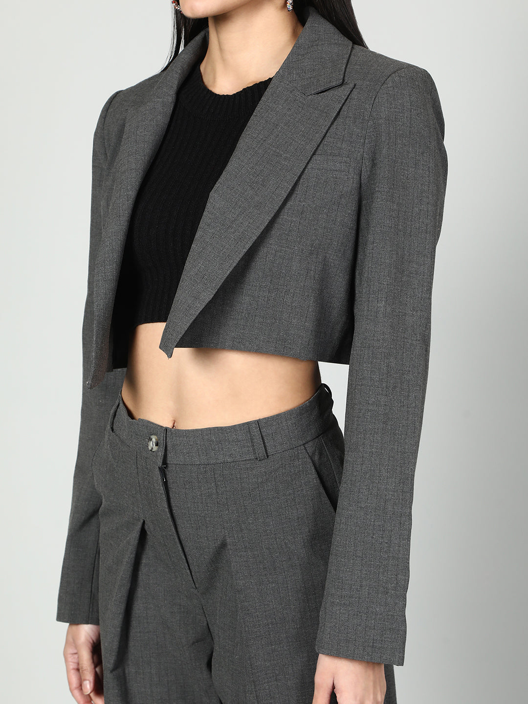Gaiia Cropped Blazer And Wide Leg Trousers Set