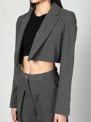 Cropped Blazer And Wide Leg Trousers Set