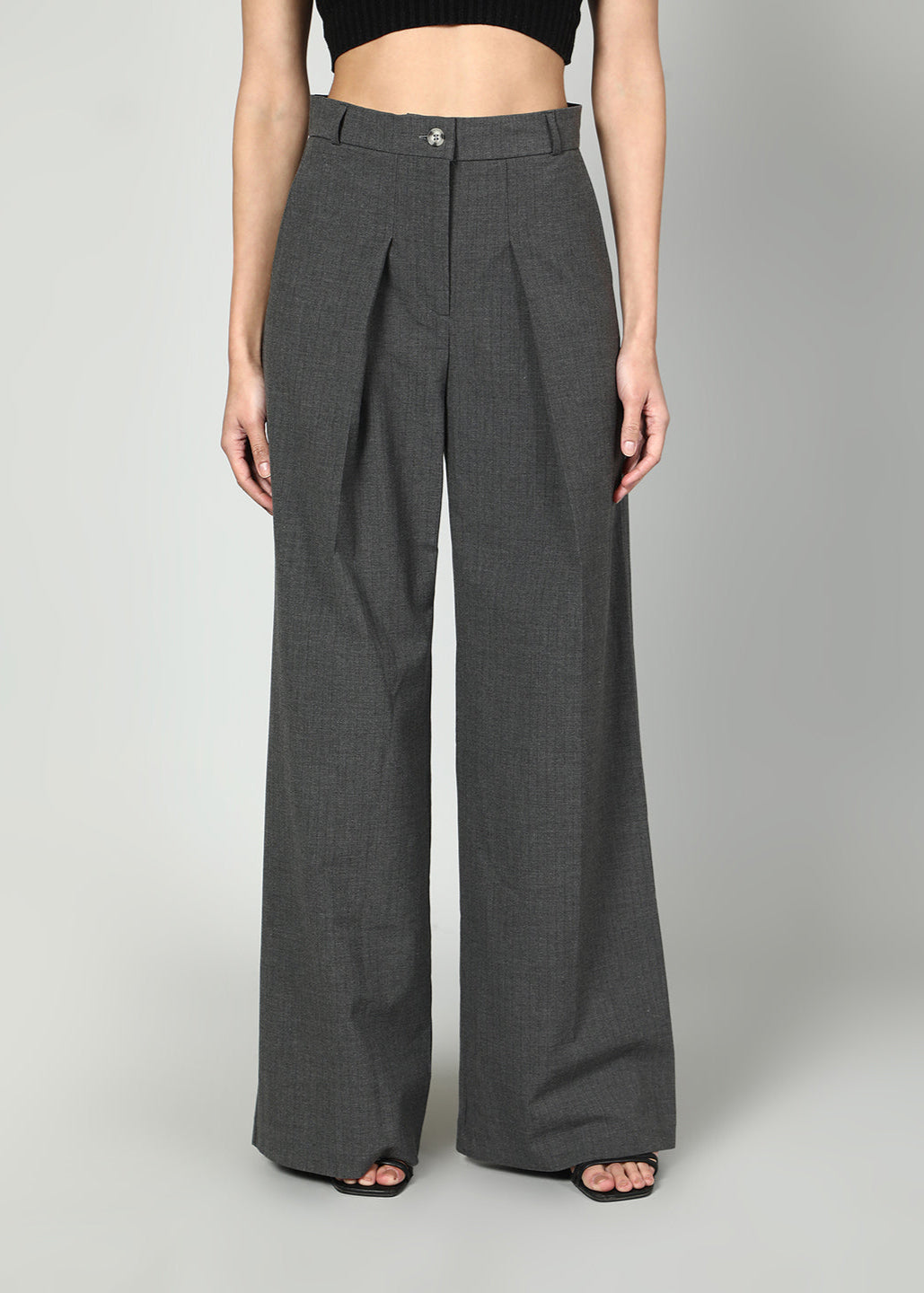 Gaiia Cropped Blazer And Wide Leg Trousers Set