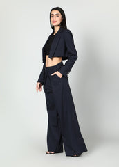 Cropped Blazer And Wide Leg Trousers Set
