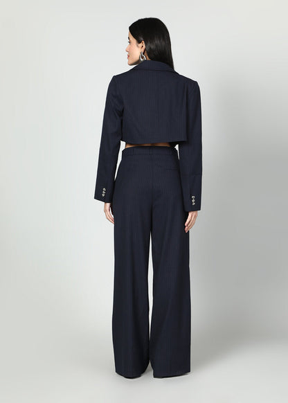 Gaiia Cropped Blazer And Wide Leg Trousers Set