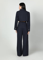 Cropped Blazer And Wide Leg Trousers Set