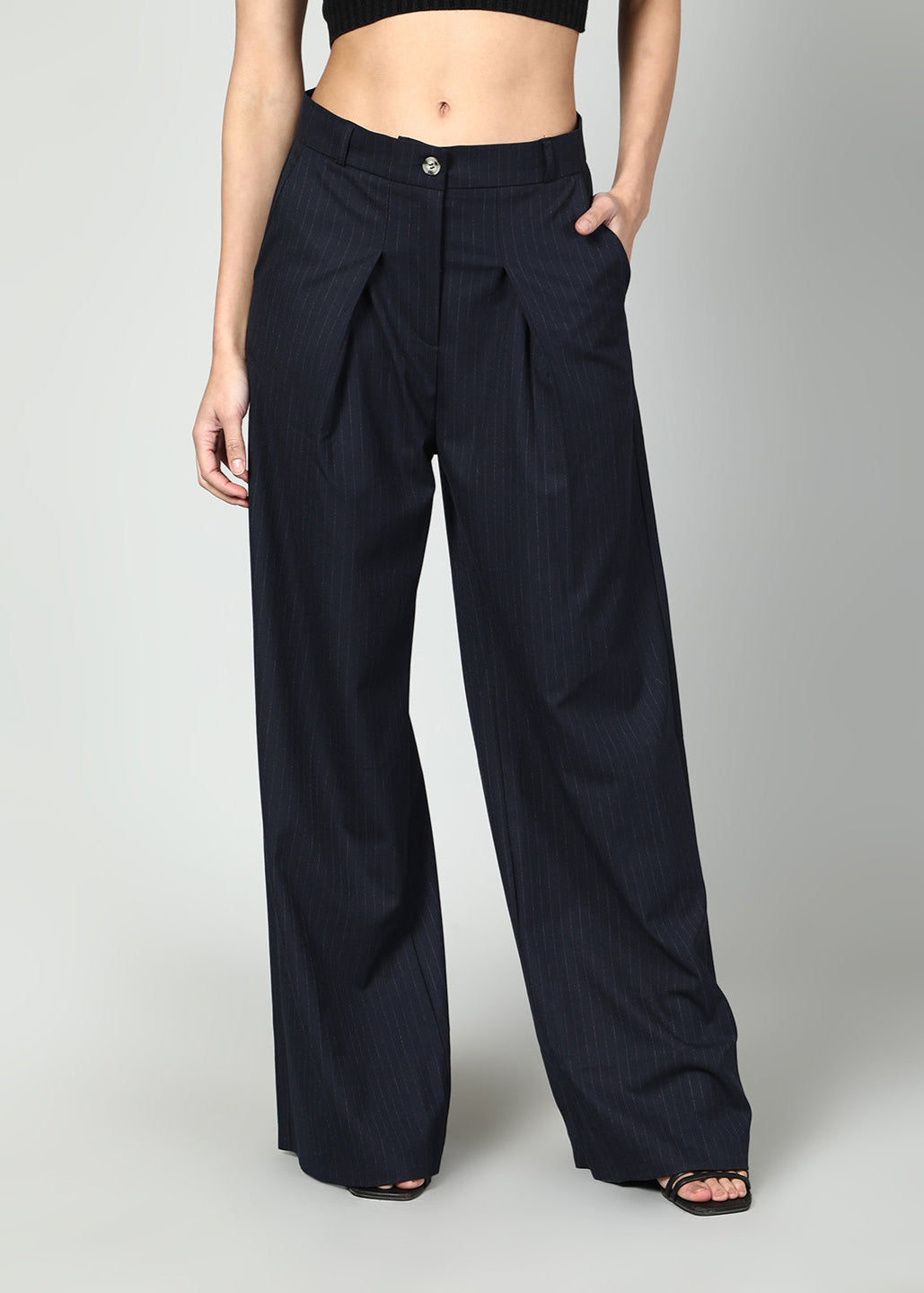 Gaiia Cropped Blazer And Wide Leg Trousers Set