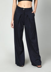 Gaiia Cropped Blazer And Wide Leg Trousers Set