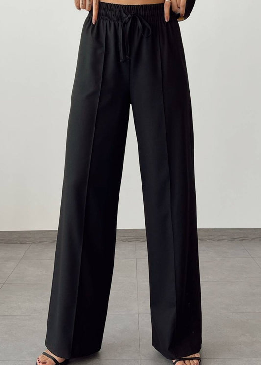 Gaiia Elasticated Wide Leg Pants With Crease