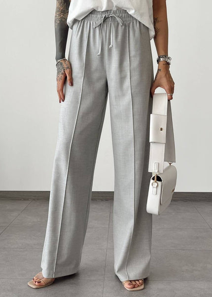 Elasticated Wide Leg Pants With Crease