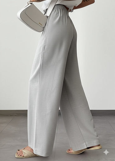 Gaiia Elasticated Wide Leg Pants With Crease