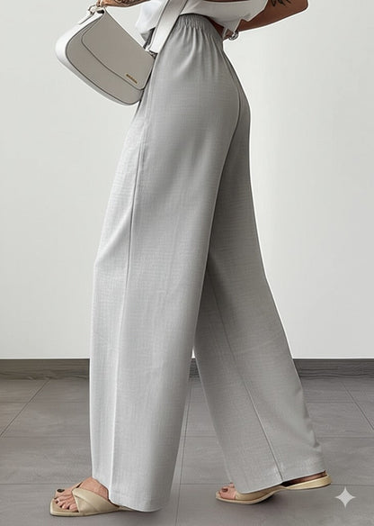 Gaiia Elasticated Wide Leg Pants With Crease