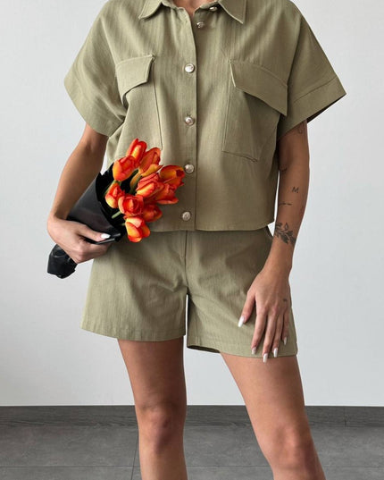 Half Sleeves Two Pocket Shirt With Shorts