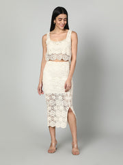 Gaiia Crochet Beachwear Co-Ord Set - Beige