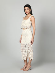 Gaiia Crochet Beachwear Co-Ord Set - Beige