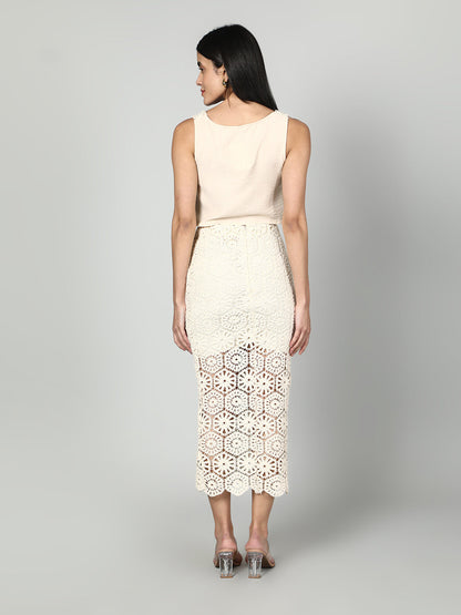 Gaiia Crochet Beachwear Co-Ord Set - Beige