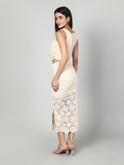 Gaiia Crochet Beachwear Co-Ord Set - Beige