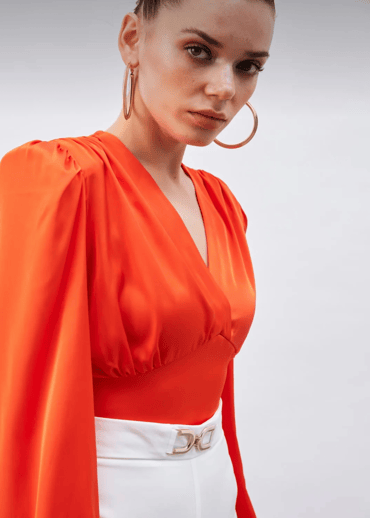 Gaiia Satin Crop Top With Padded Shoulder - Green