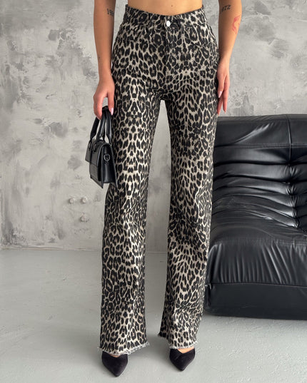 Leopard Print Denim Jeans