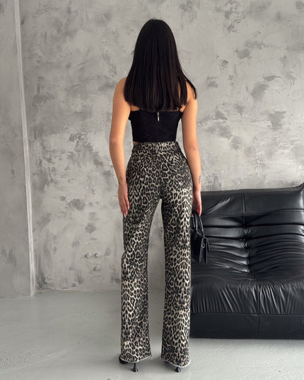 Leopard Print Denim Jeans