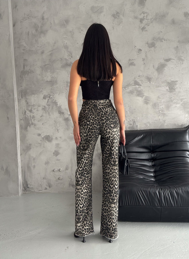 Leopard Print Denim Jeans