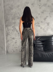 Gaiia Leopard Print Denim Jeans