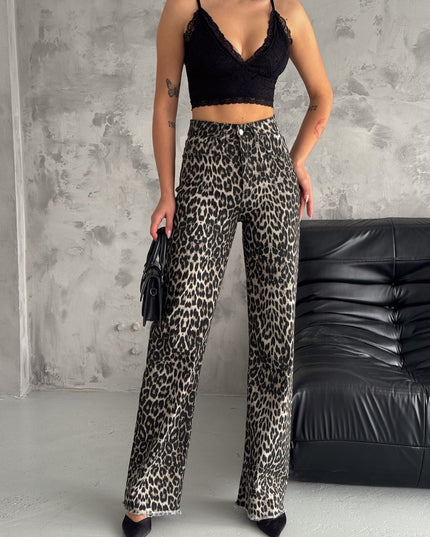 Leopard Print Denim Jeans