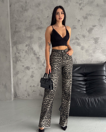 Leopard Print Denim Jeans