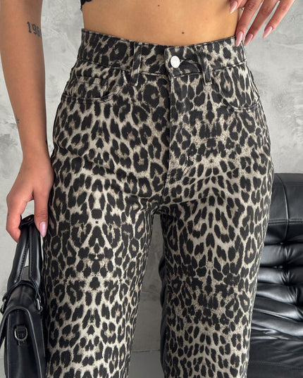 Leopard Print Denim Jeans