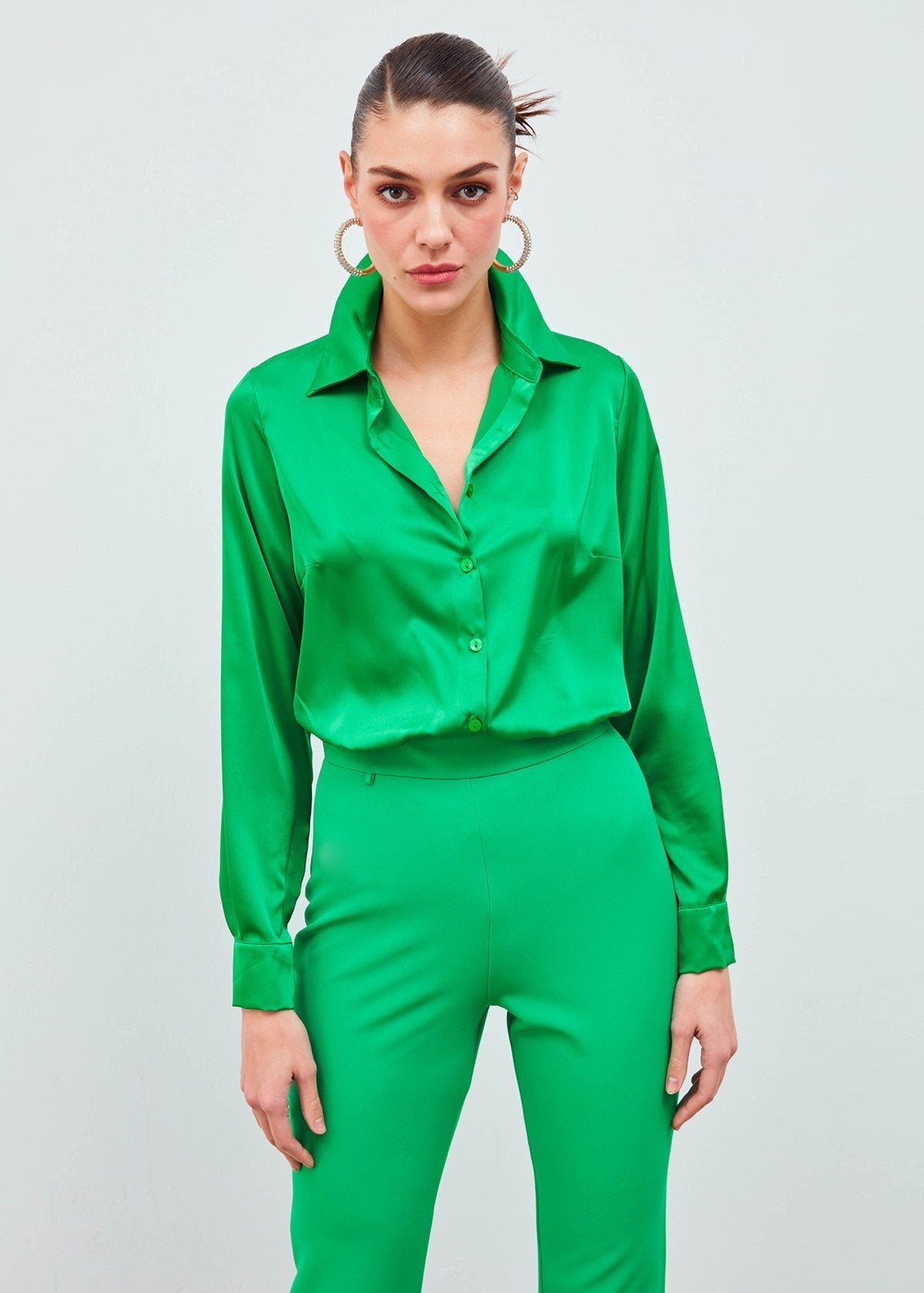 Gaiia Satin Shirt Bodysuit