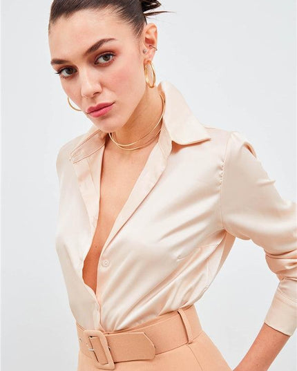 Satin Shirt Bodysuit