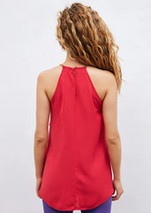 Gaiia Halter Neck Ruffles Chain Strap Top